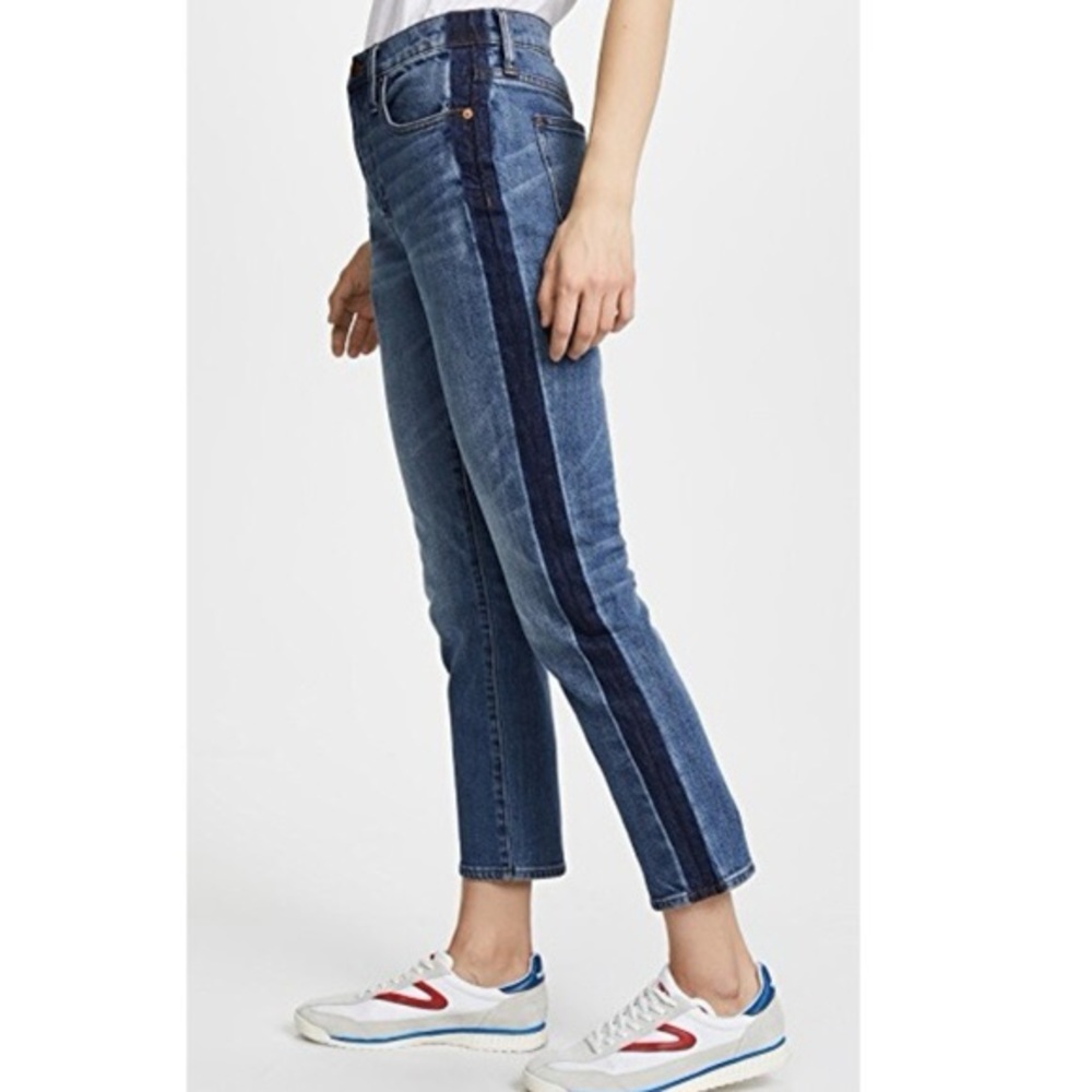 Madewell “High-rise slim Boyjean”, tuxedo stripe